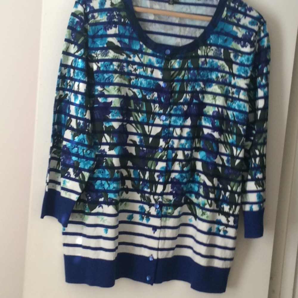 TALBOTS STRIPED MULTI CARDIGAN Size 2X